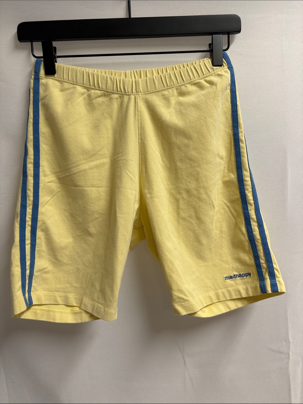Madhappy Biker Shorts Yellow with Blue Stripe Size Medium